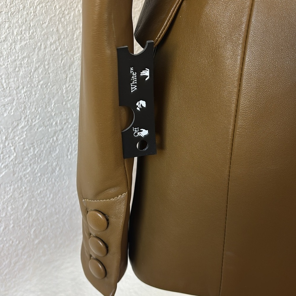 2013 100% Authentic OFF-WHITE Virgil Abloh Leather Blazer Jacket Military Green - Picture 11 of 16